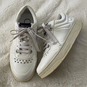 Jimmy Choo Hawaii White Leather Trainers Women Sneakers Size: 37